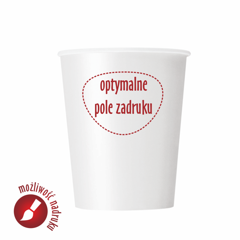 Kubek papierowy jednowarstwowy 300 ml z nadrukiem LOGO