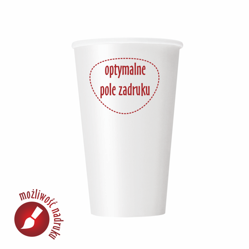 Kubek papierowy biały z nadrukiem logo