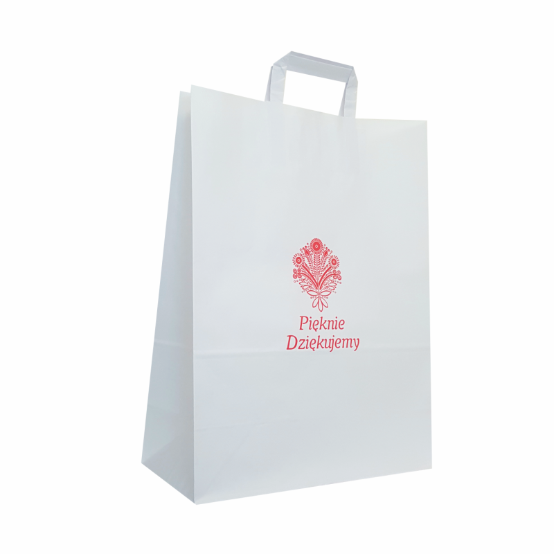 Papierowa torba biała z motywem folk 