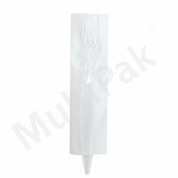 Zestaw sztućców transparentnych - widelec + serwetka