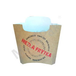 Brązowy kartonik na frytki "Niezła frytka"