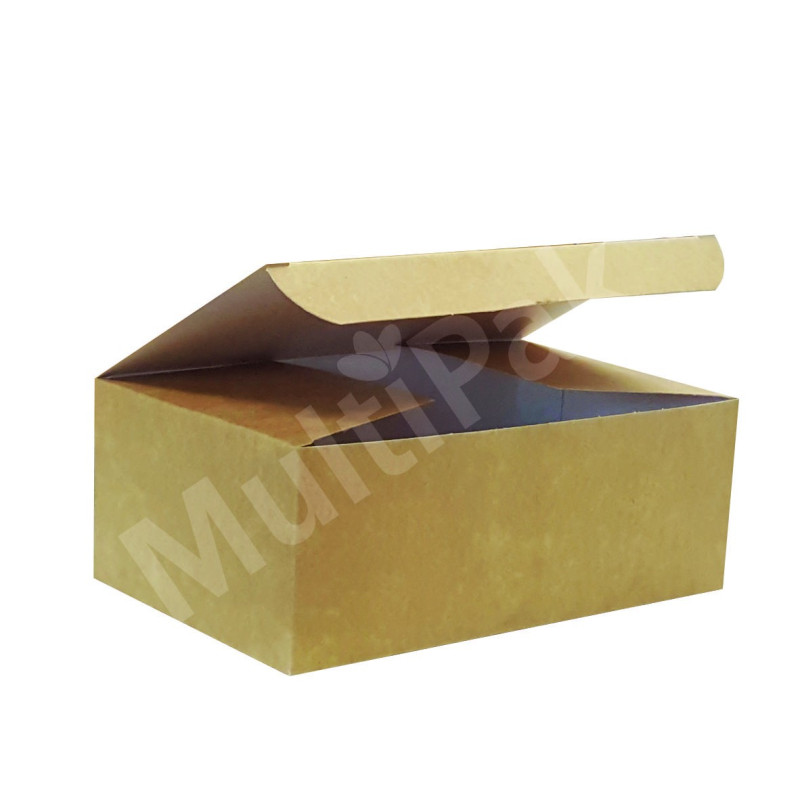 Brązowe pudełko na kurczaki, nuggetsy, frytki 