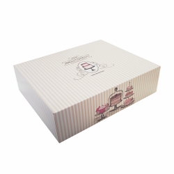 Duże pudełko cukiernicze w paski 