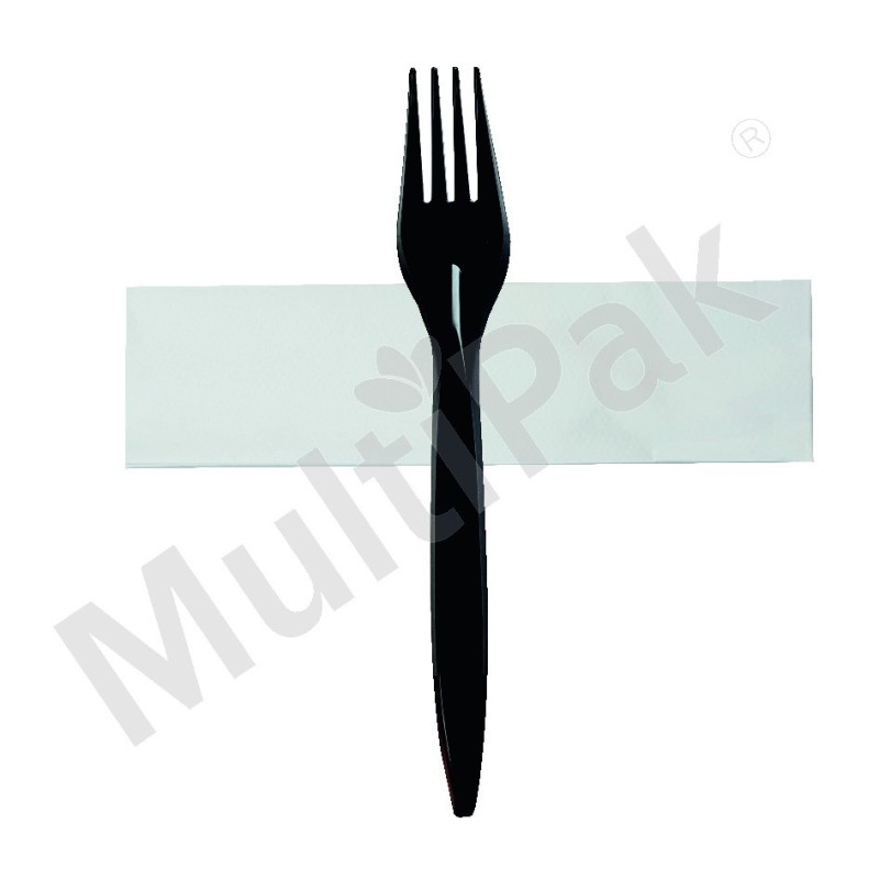 Zestaw sztućców czarnych - widelec + serwetka 