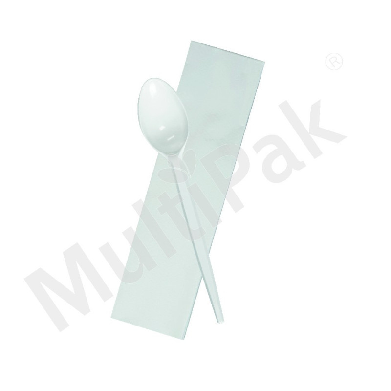 Zestaw sztućców białych - łyżeczka + serwetka 