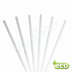 Słomki papierowe białe do napojów cienkie 6x205 mm