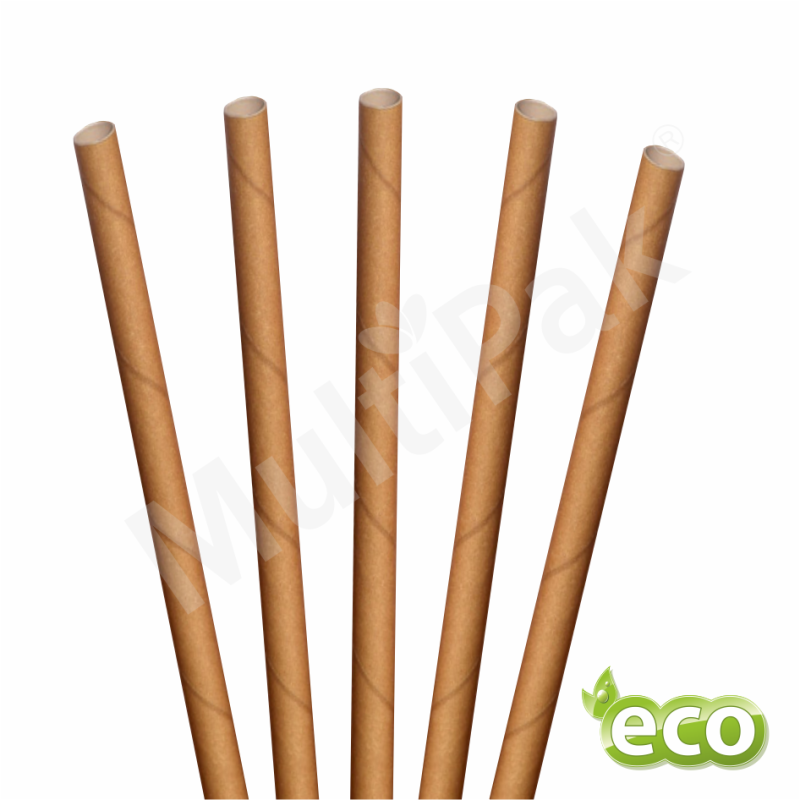 Papierowe cienkie słomki brązowe do napojów