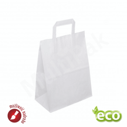 Papierowa torba z uchwytem płaskim biała 220x110x250 mm 