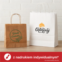 Papierowa torba z uchwytem płaskim biała 220x110x250 mm 