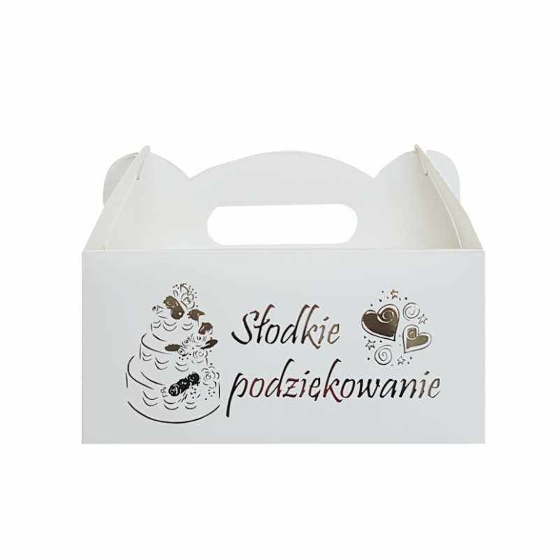 Pudełko na ciasto dla gości z rączką 19x14cm