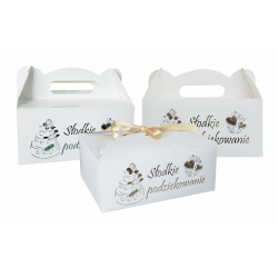 Pudełko na ciasto dla gości z rączką 19x14cm