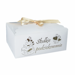 Pudełko na ciasto dla gości ze wstążką 19x14cm