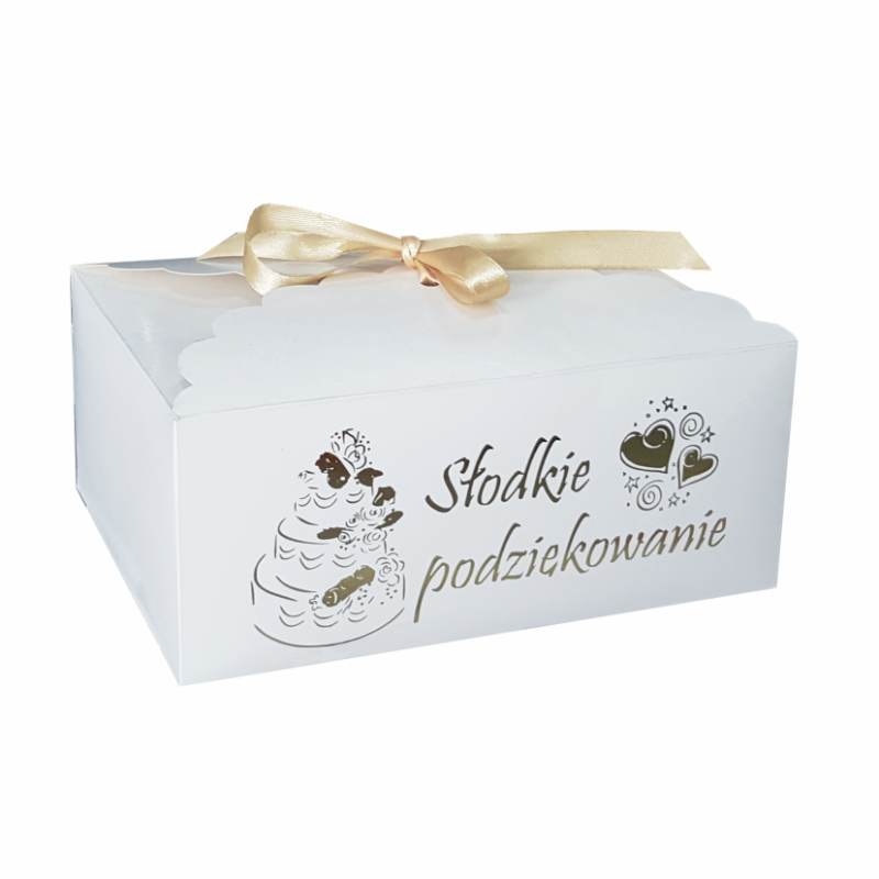 Pudełko na ciasto dla gości ze wstążką 19x14cm