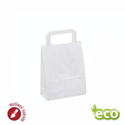 Papierowa torba z uchwytem płaskim biała 180x85x230 mm 