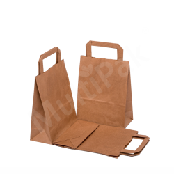 Papierowa torba z uchwytem płaskim brązowa 175x90x230 mm 