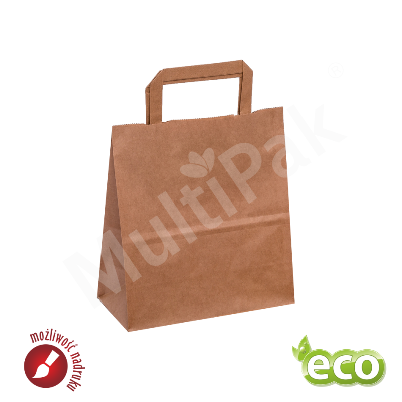 Papierowa torba z uchwytem płaskim brązowa 220x110x250 mm 