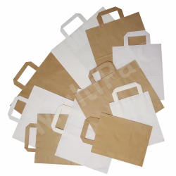 Papierowa torba z uchwytem płaskim brązowa 220x110x250 mm 