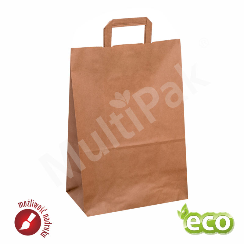 Papierowa torba z uchwytem płaskim brązowa 320x160x420 mm 
