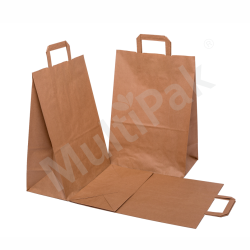 Papierowa torba z uchwytem płaskim brązowa 320x160x420 mm 
