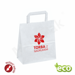 Papierowa torba biała 250x150x300 mm z nadrukiem indywidulanym 