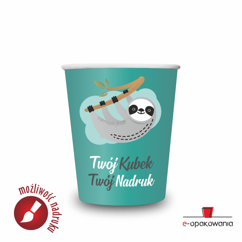 Kubek papierowy jednowarstwowy z nadrukiem 250ml FULL COLOR