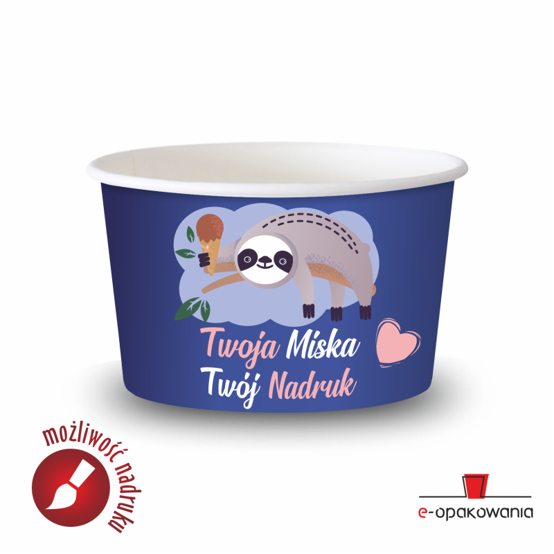 Miseczka papierowa na lody z nadrukiem