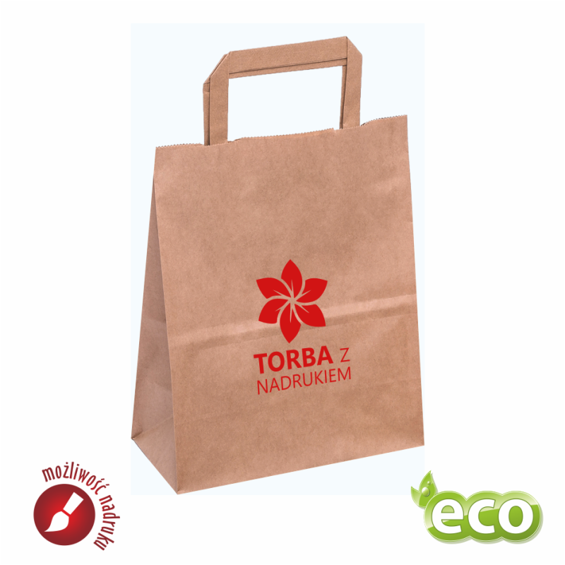 Papierowa torba brązowa duża 250x150x300 mm z nadrukiem indywidualnym