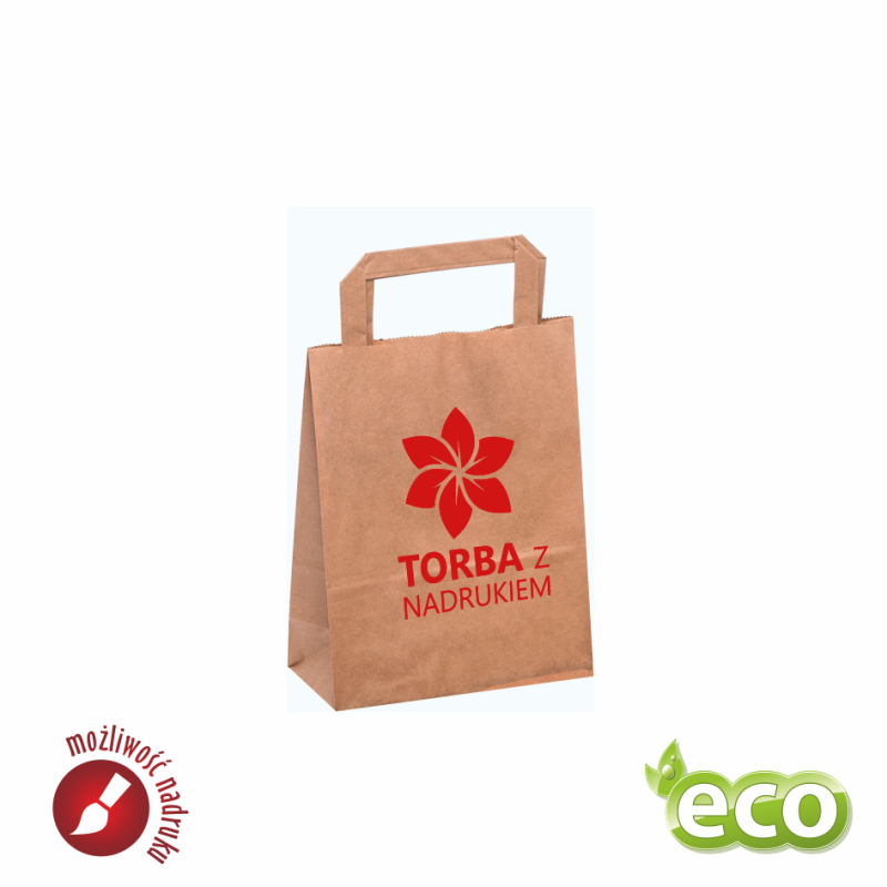 Papierowa torba brązowa 175x90x230 mm z nadrukiem indywidualnym 