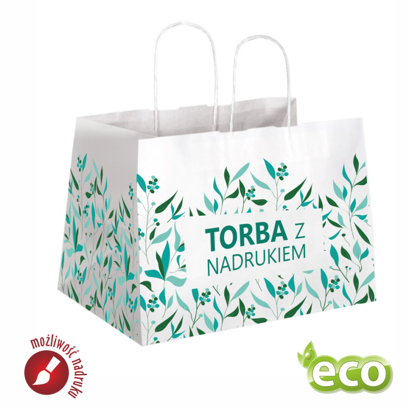 Torby papierowe z nadrukiem kolorowym dookoła torby 