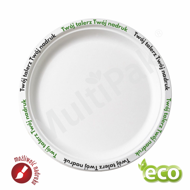 Ekologiczne talerze okrągłe z nadrukiem indywidualnym 