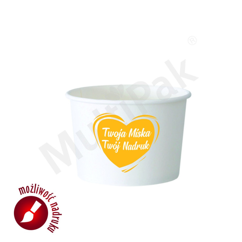 Miseczka papierowa na lody z NADRUKIEM LOGO 130ml