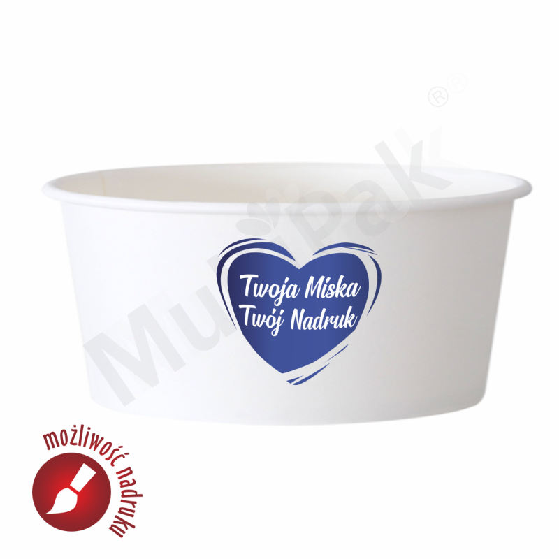Miseczka papierowa na lody z NADRUKIEM LOGO 350ml