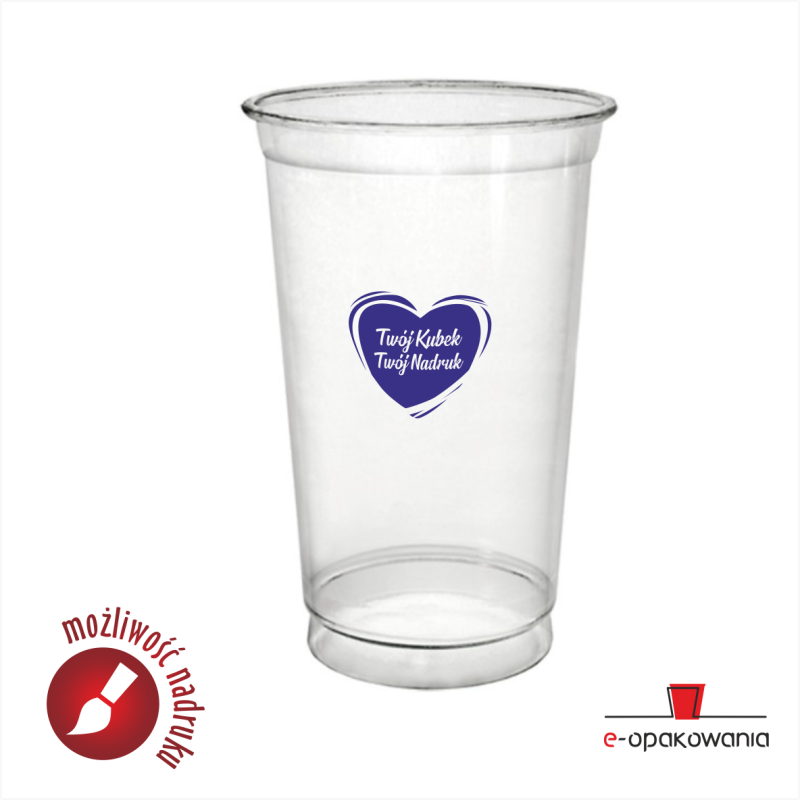 Kubek plastikowy PET Hurricane z nadrukiem 500 ml 