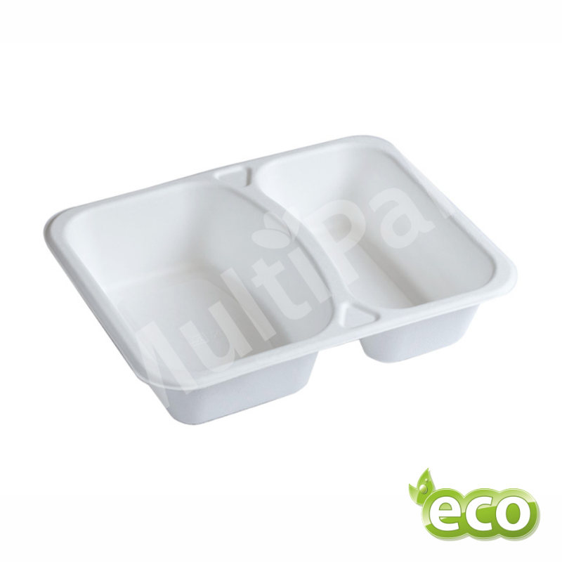 Pojemnik do zgrzewu z pulpy trzciny dwukomorowy EKO /400szt