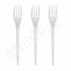 Plastikowy jednorazowy widelec biały 
