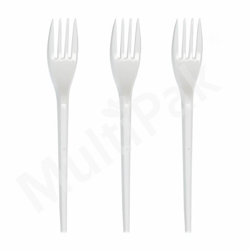 Plastikowy jednorazowy widelec biały 