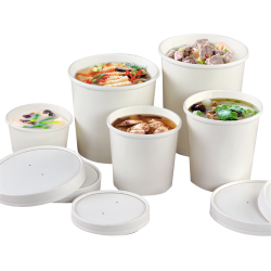 Białe wieczko papierowe do miski na zupę 470 ml 