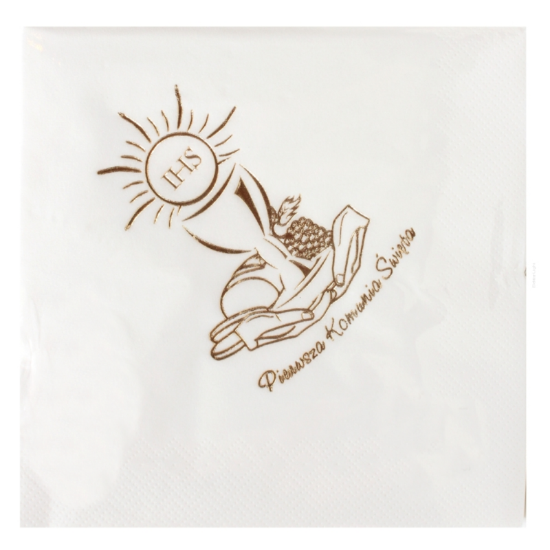 Serwetka komunijna biała z nadrukiem 20 szt.