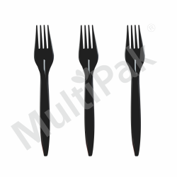 Plastikowy widelec jednorazowy czarny 
