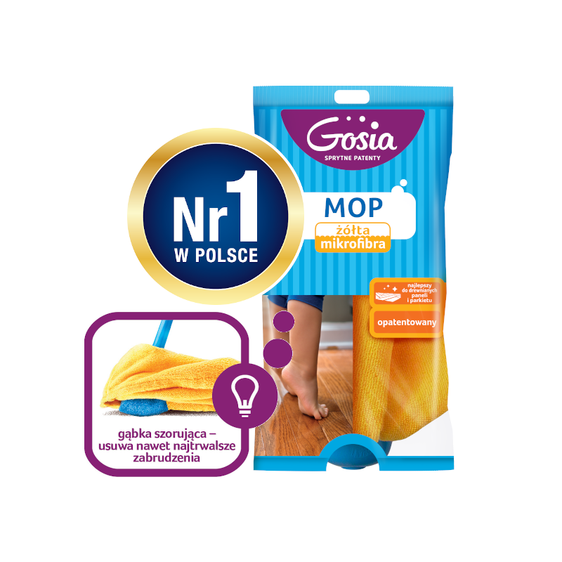 Mop z mikrofibry z gąbką Gosia 