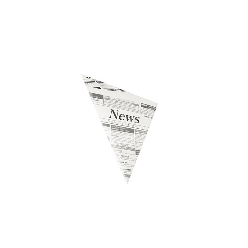 PAPIEROWE ROŻKI "Newsprint" koperty trójkątne na frytki 27x19 cm 