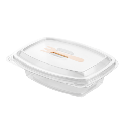 Pojemnik owalny zamykany na zawiasie z widelcem 500 ml 