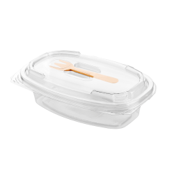 Pojemnik owalny zamykany na zawiasie z widelcem 350 ml 