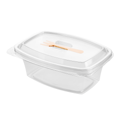 Pojemnik owalny zamykany na zawiasie z widelcem 750 ml 