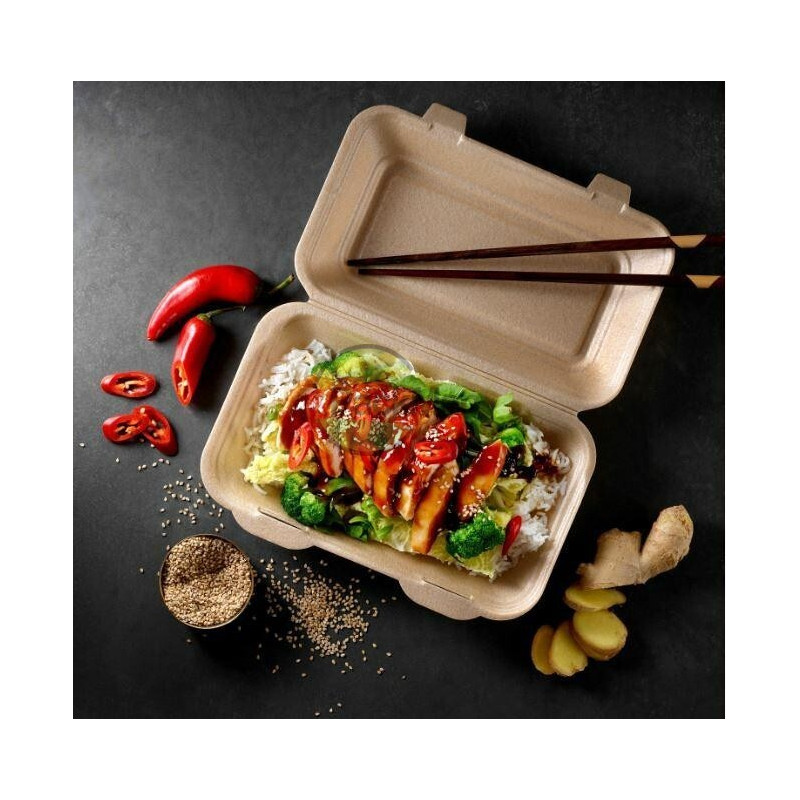 MENUBOX, LUNCH BOX, styropianowy pojemnik obiadowy 1/2 obiadu BRĄZ/A160