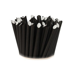 Słomki papierowe do napojów i bubble tea grube czarne 