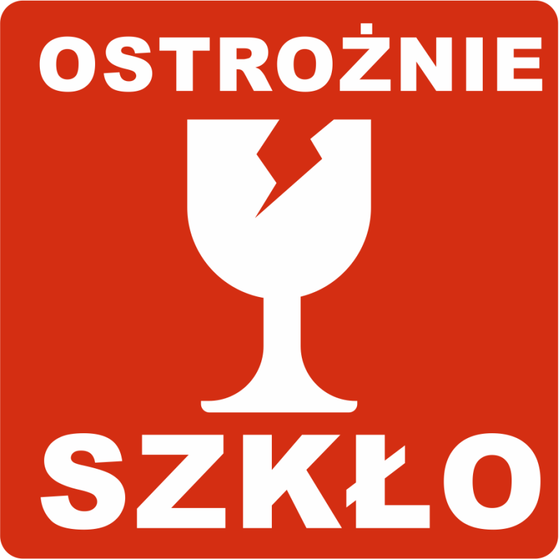 Etykieta logistyczna " OSTROŻNIE SZKŁO" rolka /A1000