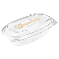Pojemnik sałatkowy prostokątny z widelcem 350 ml  