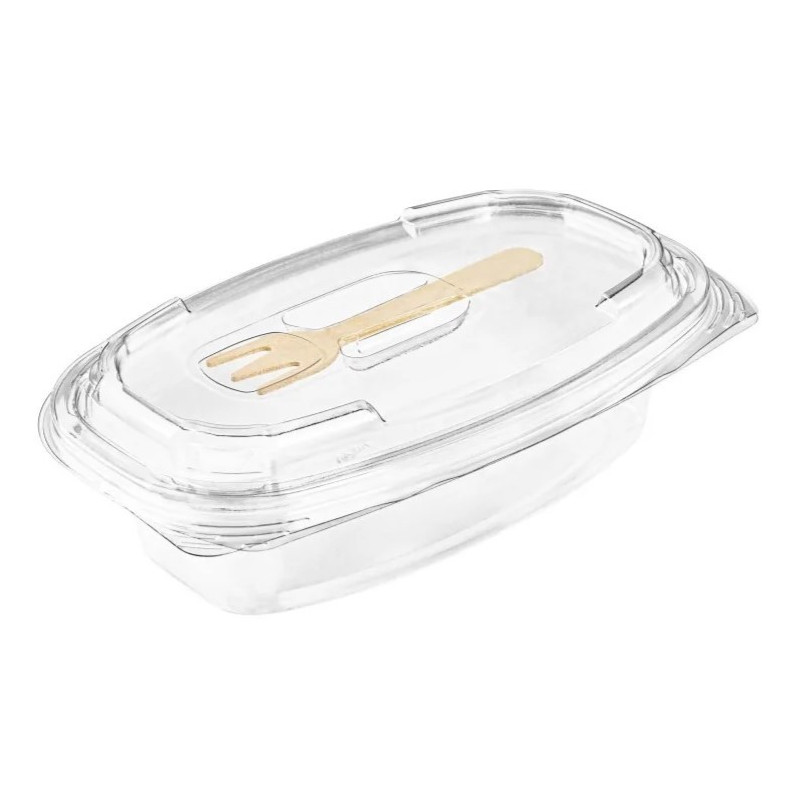 Pojemnik sałatkowy prostokątny z widelcem 350 ml  