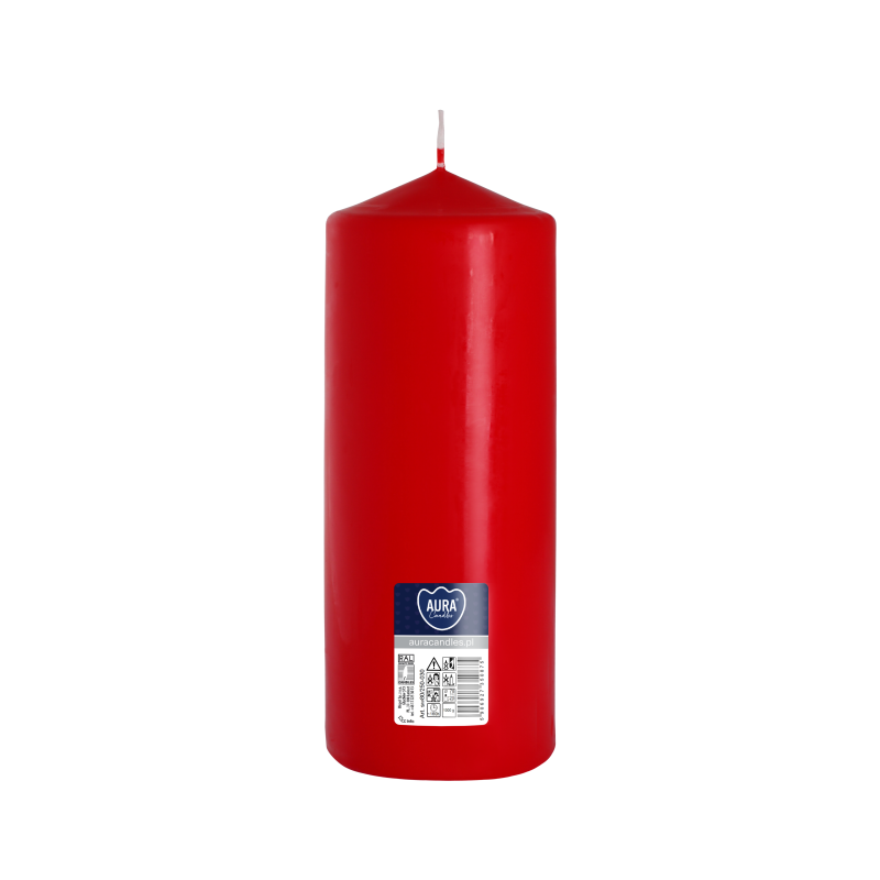 Czerwona świeca bezzapachowa - świeca bryłowa walec 70x150 mm 